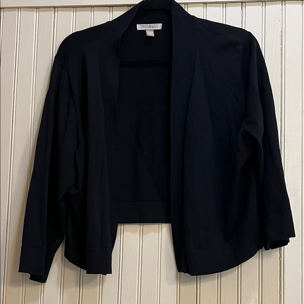 Roz & Ali Black Textured Open-Front Cardigan